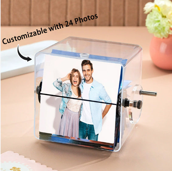 Personalized 24 Photos Hand-cranked Flipbook Acrylic Frame Animation Machine 15*15cm