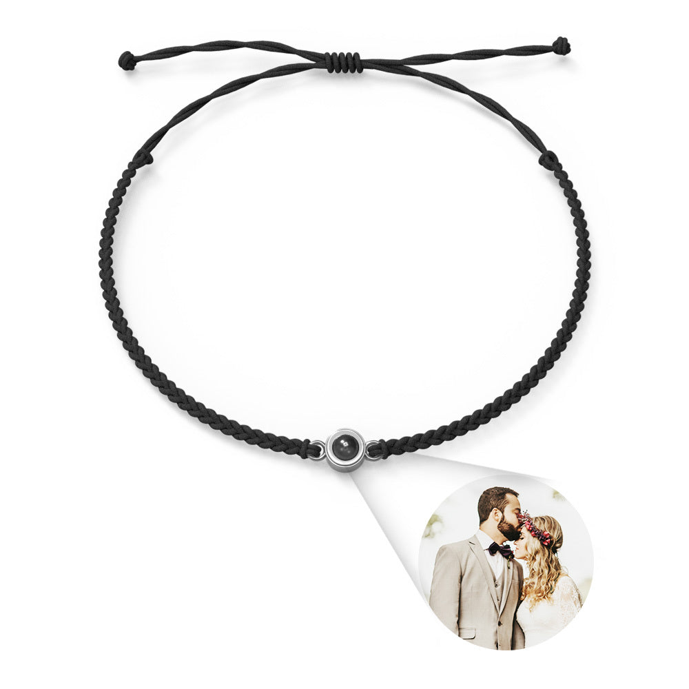 Personalized Photo Projection Couple Bracelet Braided Black Rope Bracelet Gift For Lovers (5)