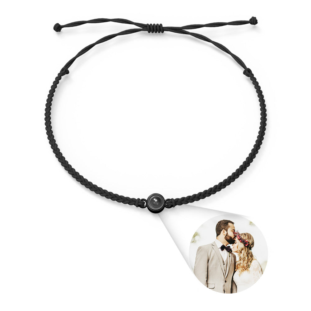 Personalized Photo Projection Couple Bracelet Braided Black Rope Bracelet Gift For Lovers (6)