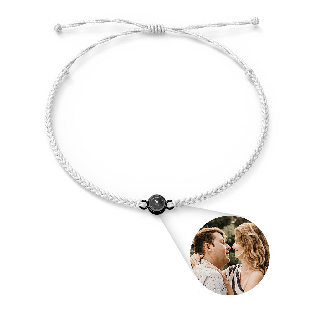 Personalized Photo Projection Couple Bracelet Braided Black Rope Bracelet Gift For Lovers (8)