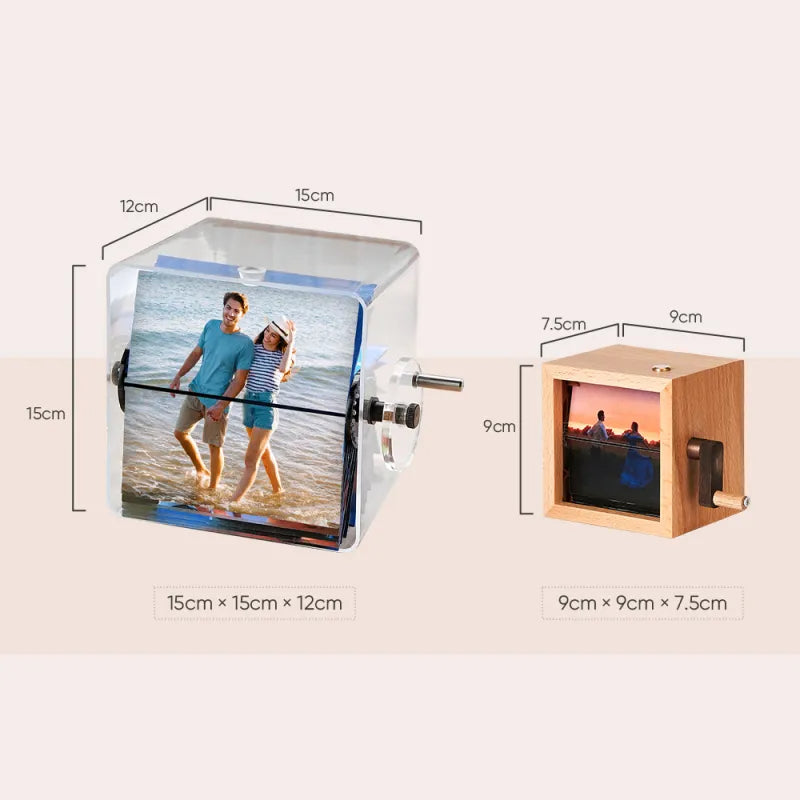 Personalized 24 Photos Hand-cranked Flipbook Acrylic Frame Animation Machine 15*15cm