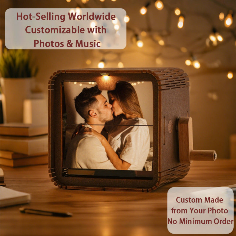 Customization gift hand-cranked photo album with light music box