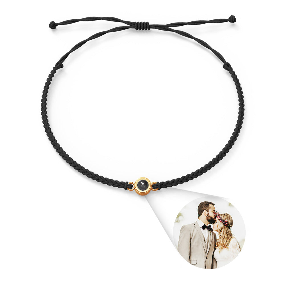 Personalized Photo Projection Couple Bracelet Braided Black Rope Bracelet Gift For Lovers (7)