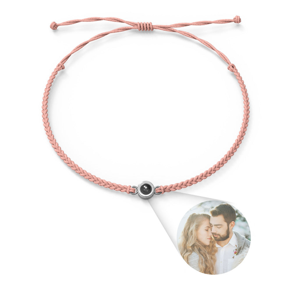 Personalized Photo Projection Couple Bracelet Braided Black Rope Bracelet Gift For Lovers (13)