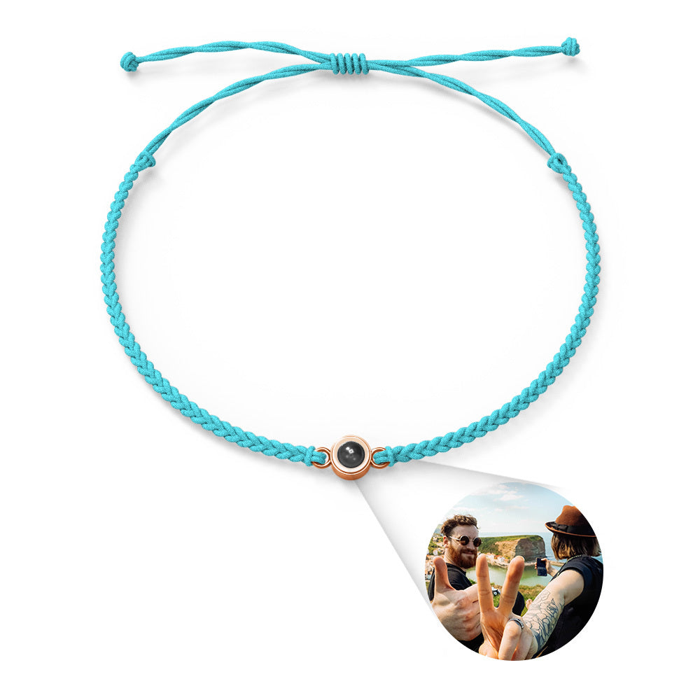 Personalized Photo Projection Couple Bracelet Braided Black Rope Bracelet Gift For Lovers (1)