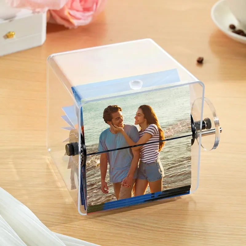 Personalized 24 Photos Hand-cranked Flipbook Acrylic Frame Animation Machine 15*15cm
