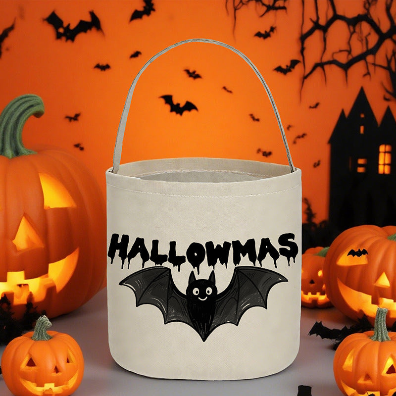 Halloween Canvas Tote Bag – Candy Snack Gift Bag for Party & Festival