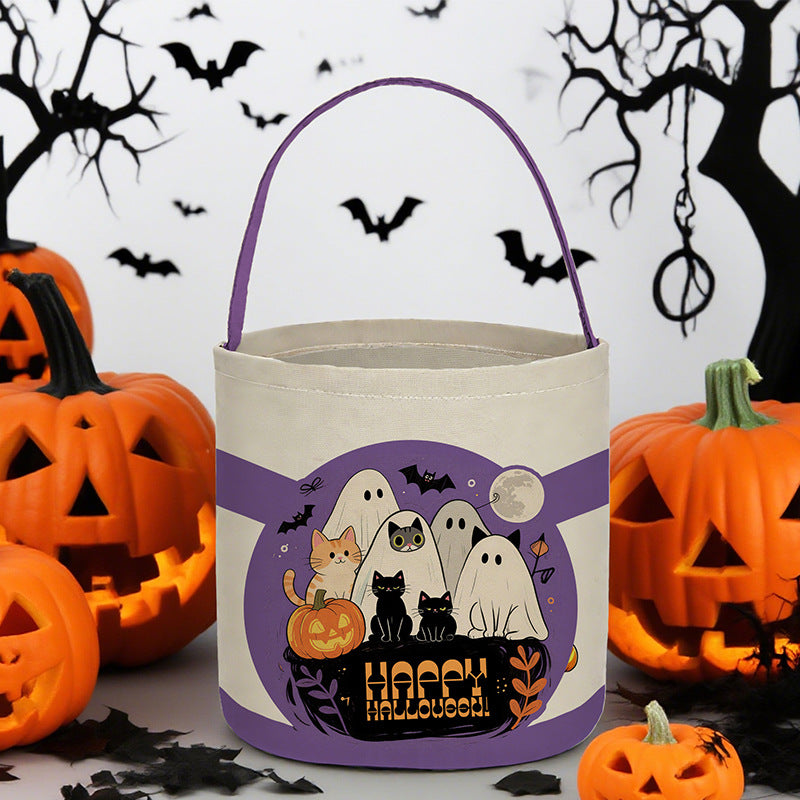 Halloween Canvas Tote Bag – Candy Snack Gift Bag for Party & Festival