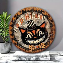 Halloween & Christmas Wooden Door Sign – Round Witch Hanging Decoration
