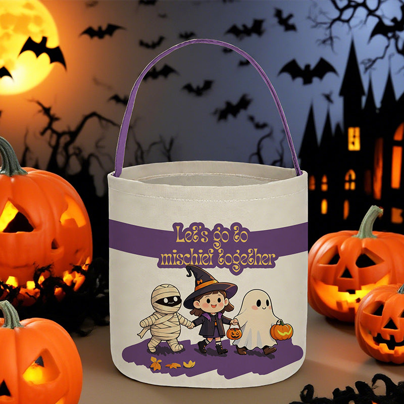 Halloween Canvas Tote Bag – Candy Snack Gift Bag for Party & Festival