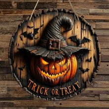 Halloween & Christmas Wooden Door Sign – Round Witch Hanging Decoration