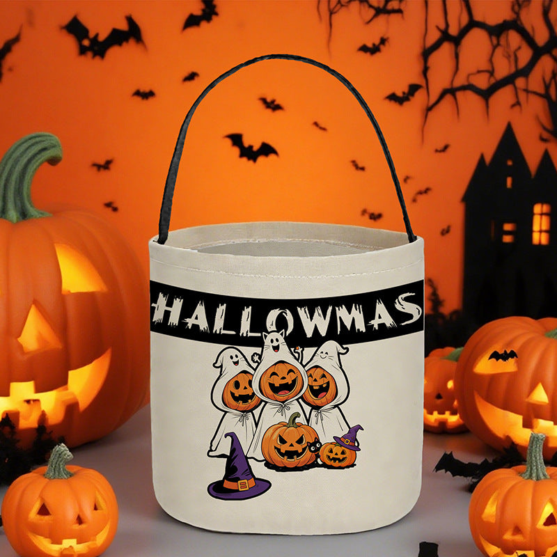 Halloween Canvas Tote Bag – Candy Snack Gift Bag for Party & Festival
