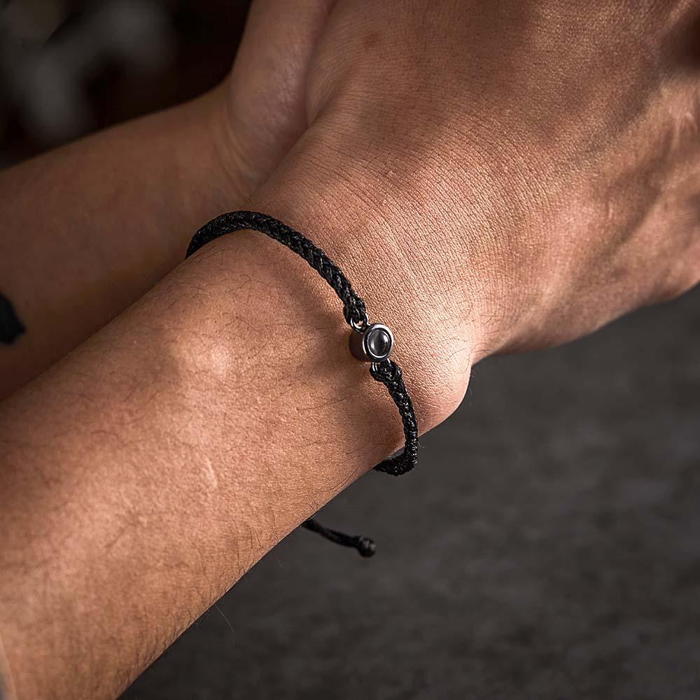 Personalized Photo Projection Couple Bracelet Braided Black Rope Bracelet Gift For Lovers (16)
